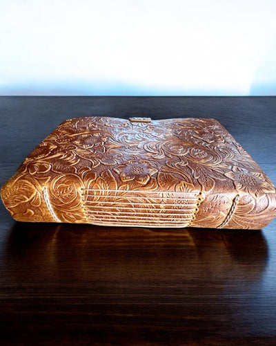 Notatnik din piele vintage „Floralis” – manual embosat, 400 de pagini, posibilitate de gravare, 2 variante