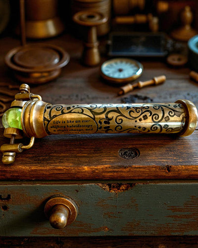 Caleidoscop Vintage „Emerald Dreams”, 15 cm – lucrat manual, cu posibilitatea de personalizare prin gravură, ideal cadou