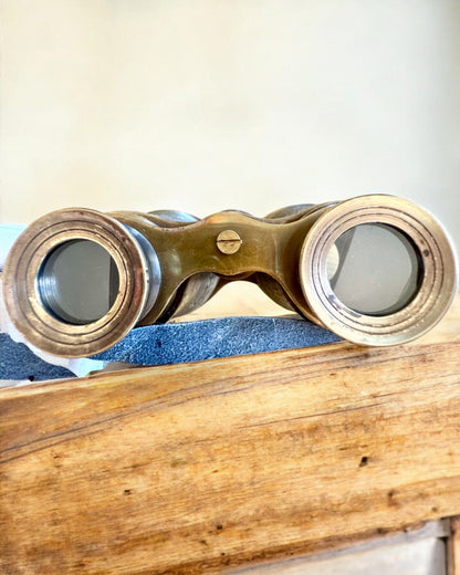 Binoclu cu etui din piele Victorian's Eye, 11 cm din alamă, decorat manual, personalizare cu gravură pentru cadou
