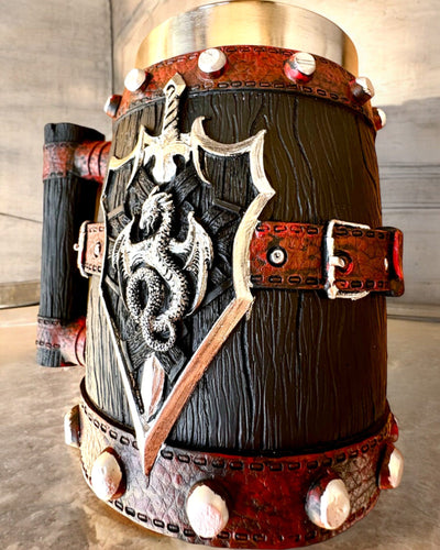 Cana Întunecată a Războinicului Dragon cu Posibilitate de Gravare pentru cadou, capacitate 600 ml