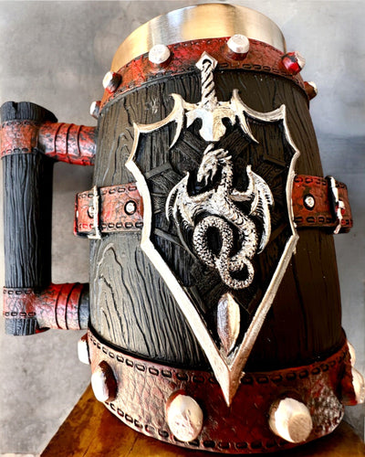 Cana Întunecată a Războinicului Dragon cu Posibilitate de Gravare pentru cadou, capacitate 600 ml