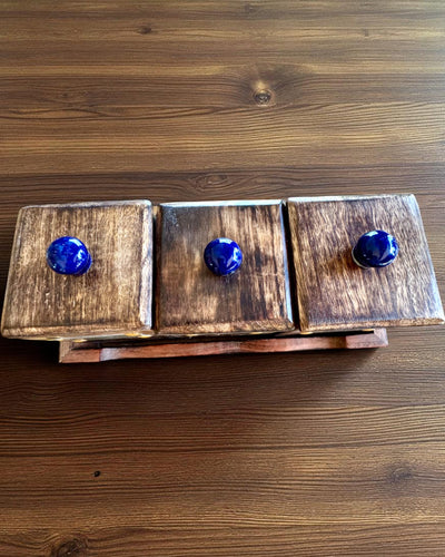 Set Royal Trio – Ceai, Cafea, Zahăr din lemn Shisham, lucrat manual, cu opțiune de gravare pentru cadou