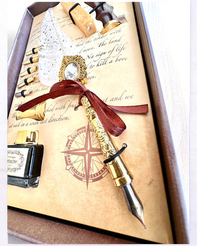 Set Caligrafic „Eleganța în Practică” cu Opțiune de Gravare, pentru cadou. 2 variante de culoare disponibile