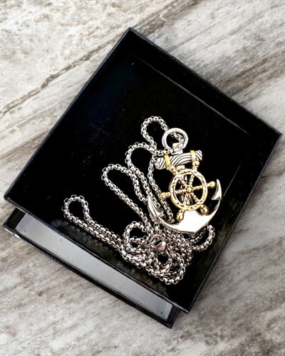 Amulet Morski Ancoră de Căpitan, colier cu opțiune de gravare pentru cadou