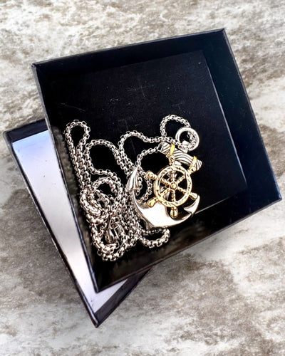 Amulet Morski Ancoră de Căpitan, colier cu opțiune de gravare pentru cadou