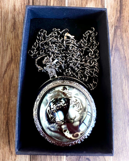 Ceas de buzunar „Tygrysia Elegancja” din oțel inoxidabil cu opțiune de gravare pentru cadou