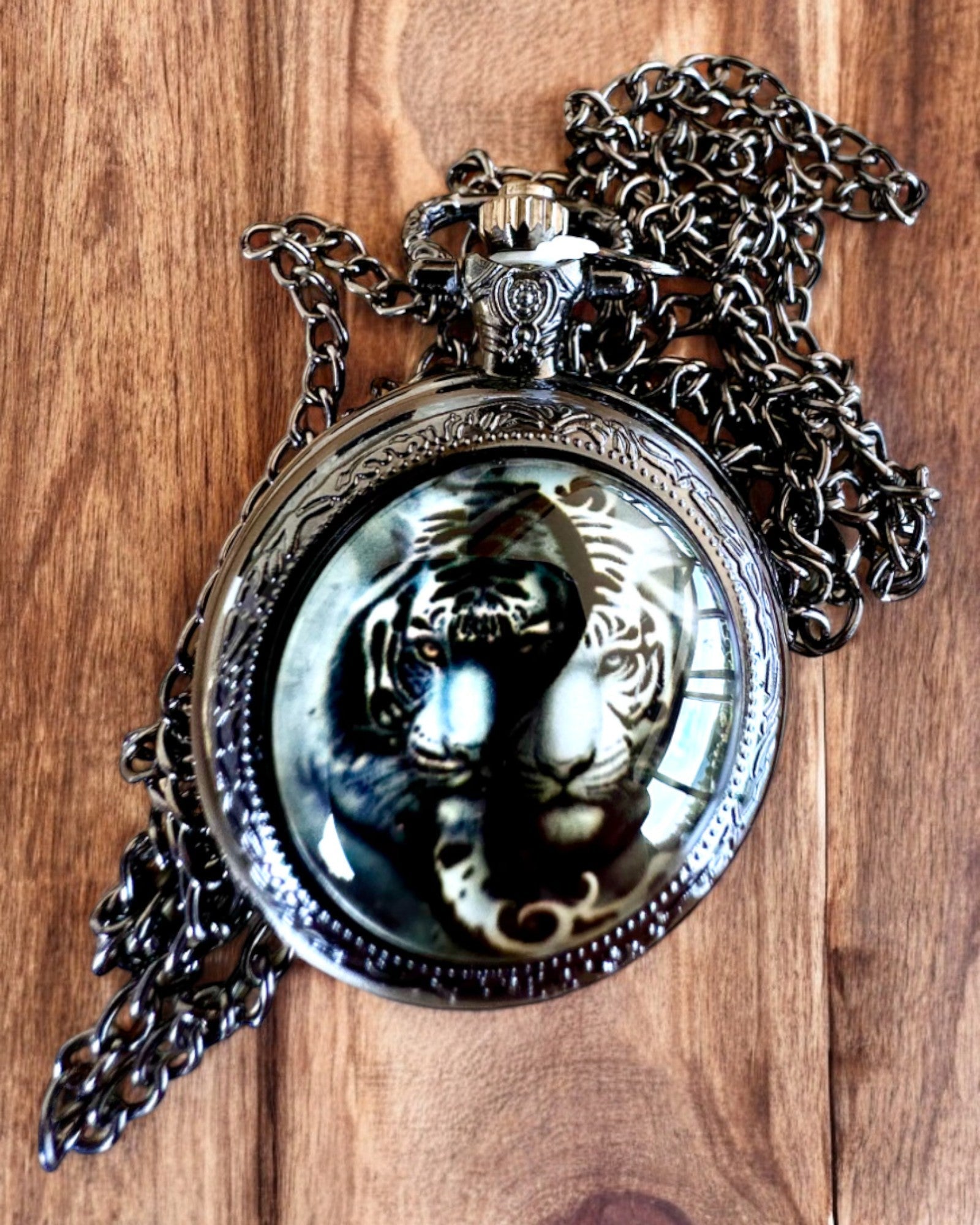 Ceas de buzunar „Tygrysia Elegancja” din oțel inoxidabil cu opțiune de gravare pentru cadou