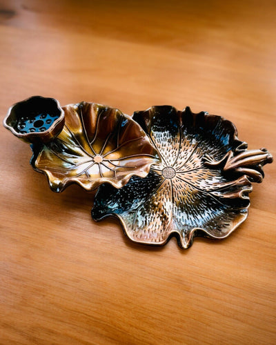 Elegancki Metalowy Uchwyt Na Kadzidło Liść Lotosu - 4 warianty do wyboru, możliwość personalizacji grawerem na prezent