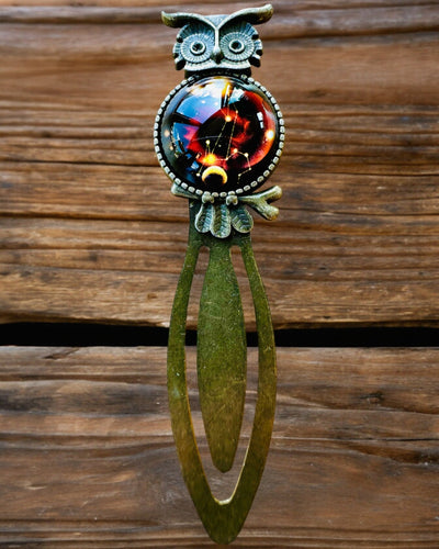 Semn de carte „Bufniță cu constelații” - 12 variante la alegere, personalizare cu gravură