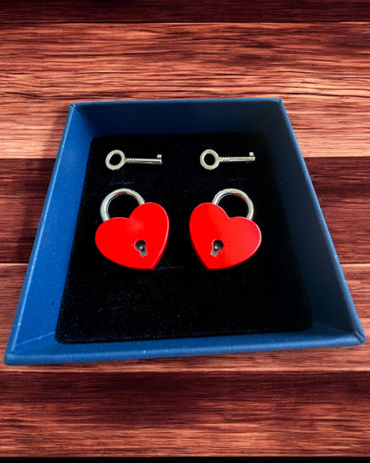 Mini Lacăte de Dragoste Inimă DeLuxe - Set de 2 lacăte cu chei, 6 variante disponibile, posibilitate de personalizare cu gravură pentru cadou