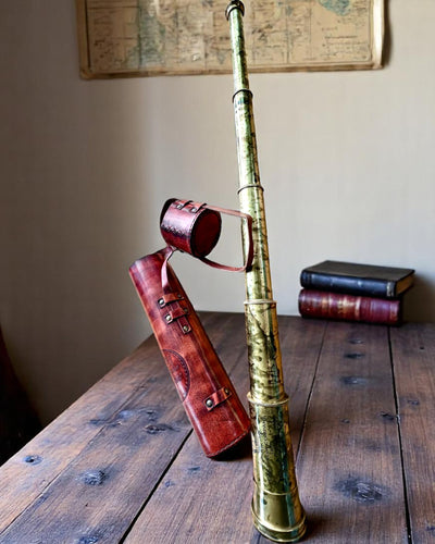 Luneta Królewska „Voyager 1818” – Ekskluzywna, Mosiężna, 83 cm, ręcznie robiona, etui ze Skóry Naturalnej – Edycja Kolekcjonerska, personalizacja grawerem na prezent
