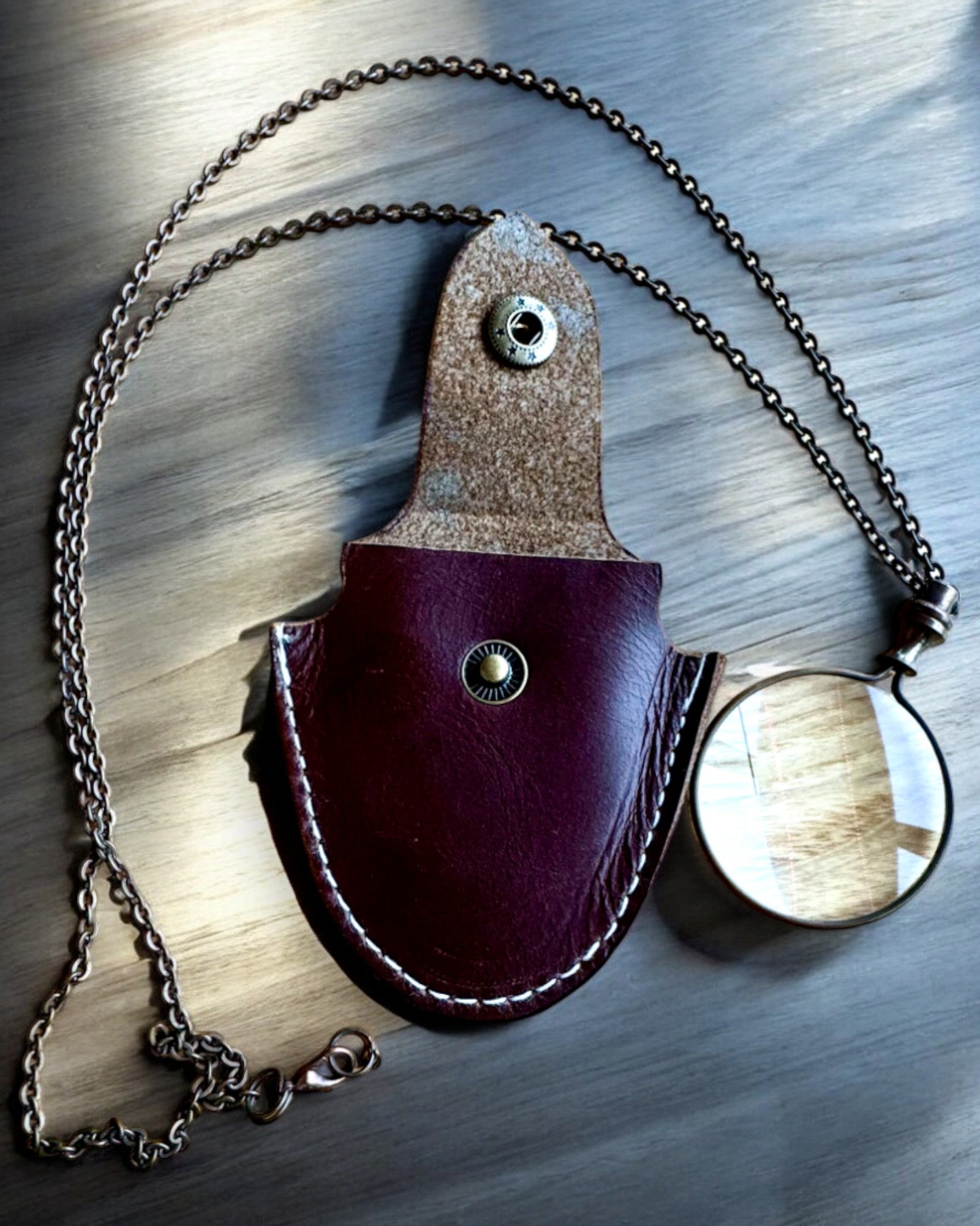 Aspect Vintage - Lentilă de Sticlă cu Lupă cu Etui din Piele, posibilitate de personalizare cu gravură