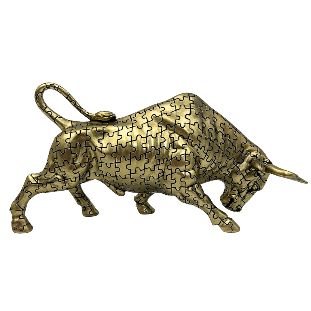 Figurină decorativă taur auriu, cu posibilitate de gravare - Simbol elegant al forței și bogăției, 33,3 cm, polirășină
