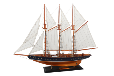 Model de goeletă Atlantic 72cm - replică a navei legendare, personalizabilă prin gravură - cadou ideal pentru iubitorii de navigație - realizat din lemn, cu vele din material textil