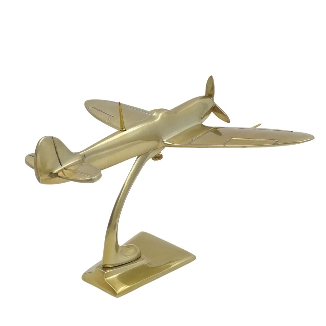 Model de avion de vânătoare Spitfire din aluminiu, în culoare aurie, personalizabil prin gravură