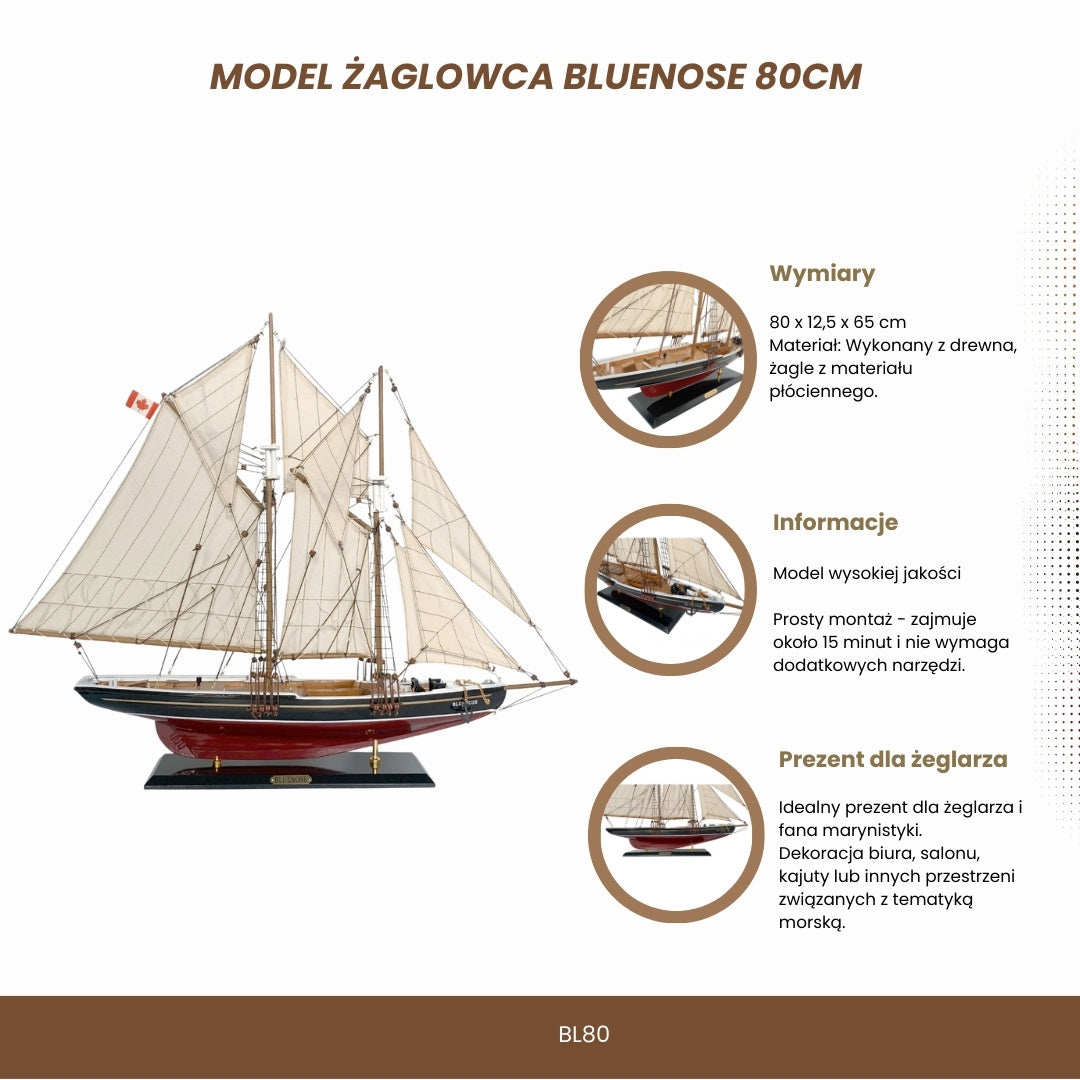 Model de velier Bluenose 80cm, cu posibilitate de personalizare prin gravură