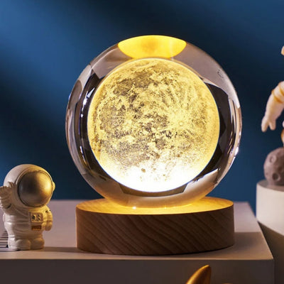 Glob de sticlă 3D Luna, cu gravură