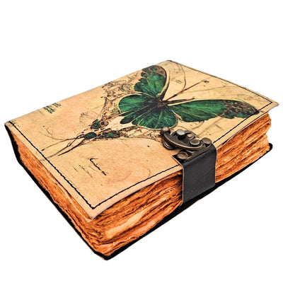 Jurnal din piele retro cu fluture și gravură