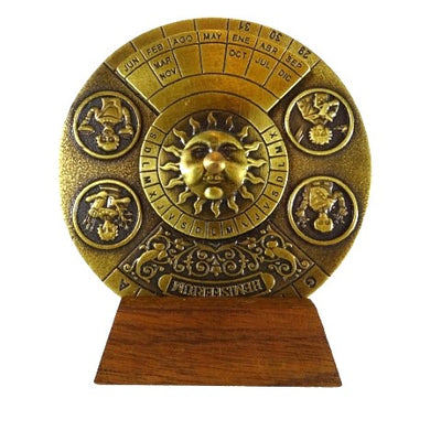 Calendar perpetuu renascentist cu gravură - cadou personalizat pentru anii 1600-2799, decor elegant pentru birou, diametru 9 cm, stil renascentist