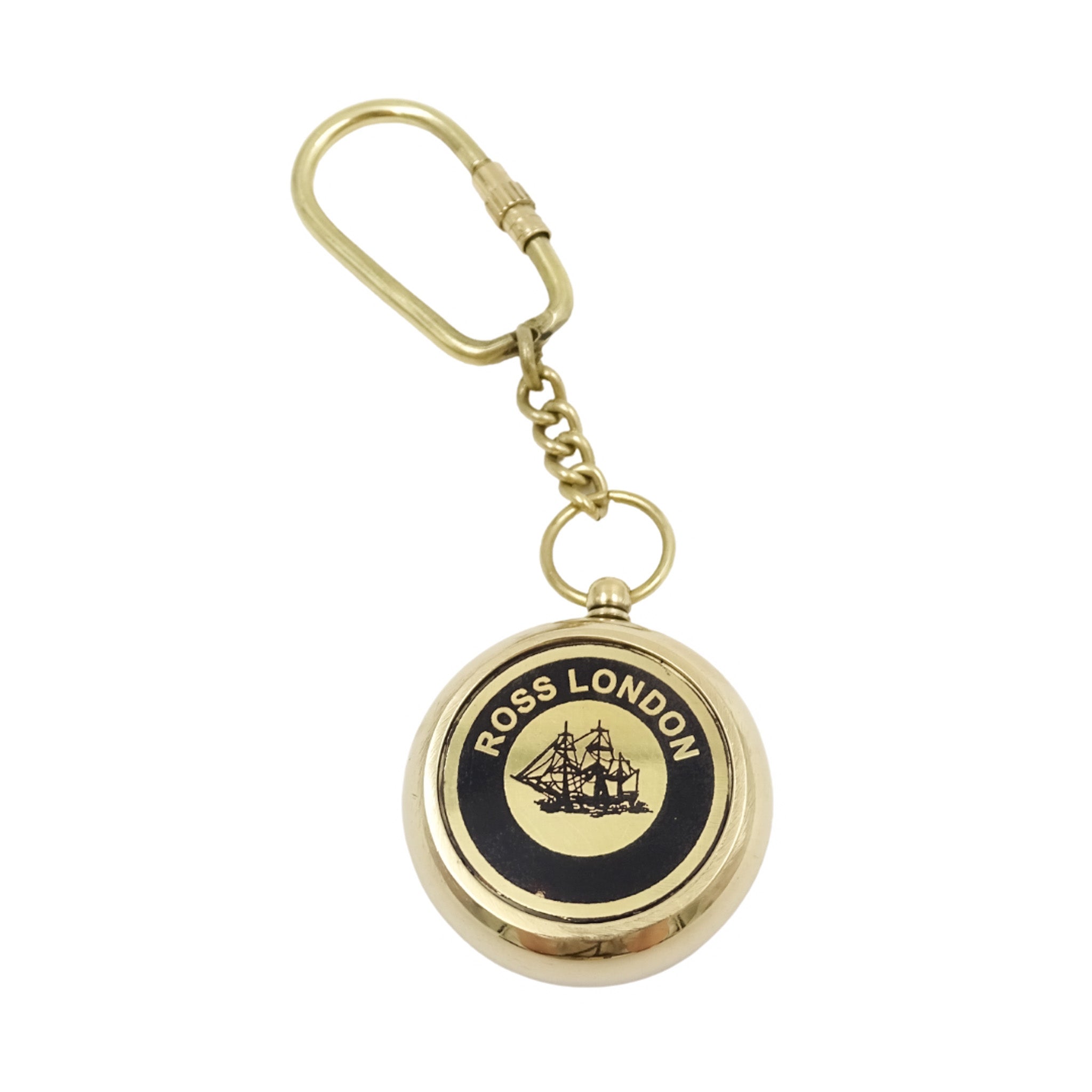 Breloc busolă metalică NC2050 cu gravură - busolă aurie personalizată în culoare neagră pentru cadou, carcasă din alamă, diametru 3,5 cm