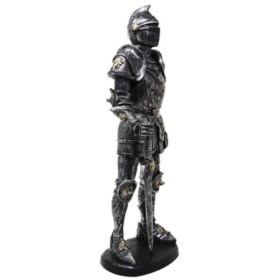 Figurină decorativă cavaler în armură 39cm argintie, cu posibilitate de personalizare prin gravură