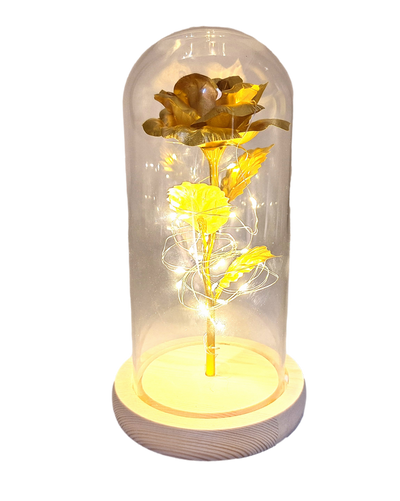 Lampă de veghe LED Trandafir, cu posibilitate de personalizare prin gravură, cadou romantic, înălțime 21,5 cm, lumină delicată, decorațiune ideală pentru dormitor