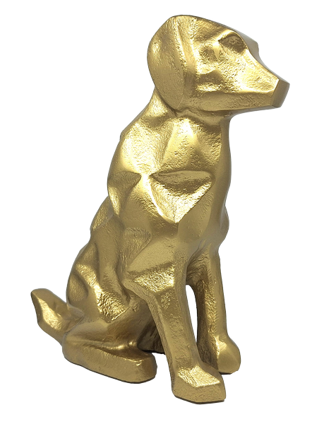 Figurină decorativă aurie Câine DOG2 cu posibilitate de personalizare prin gravură
