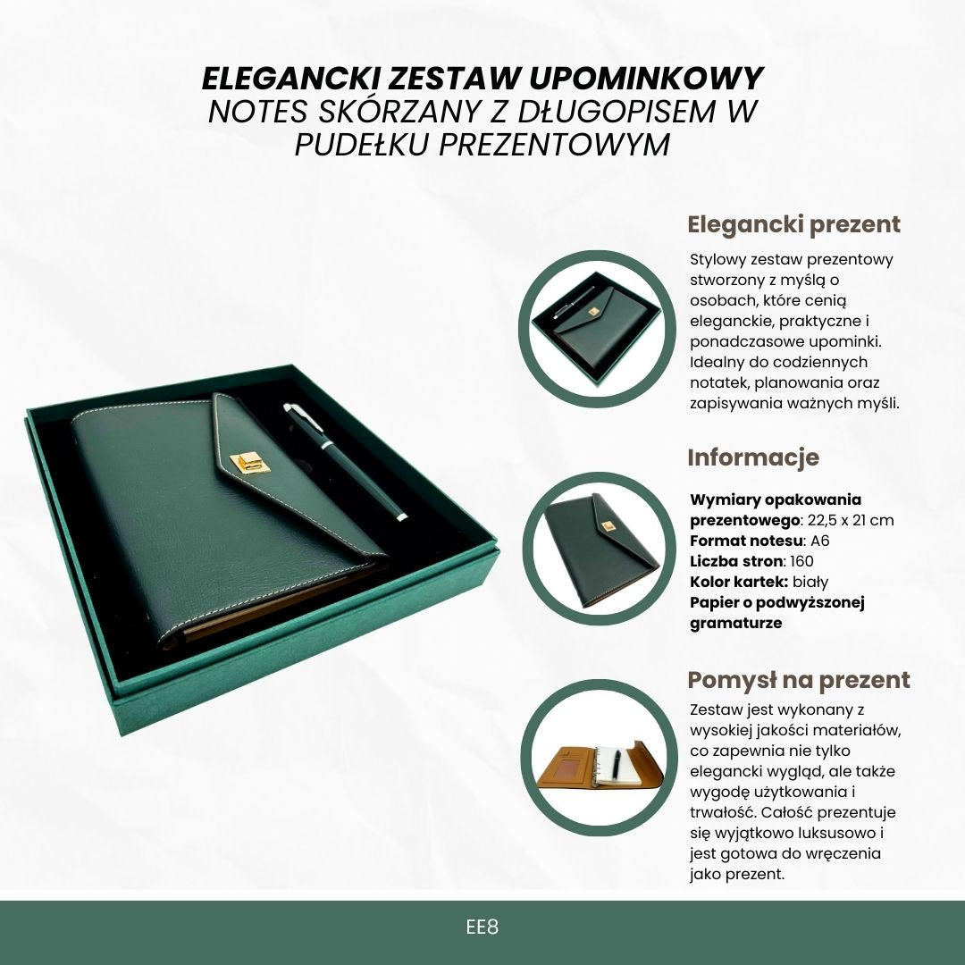 Set cadou elegant cu gravură personalizată - carnet din piele A6 cu pix de înaltă calitate în cutie de cadou luxoasă