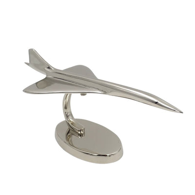 Model metalic de avion Concorde în culoare argintie, personalizabil prin gravură