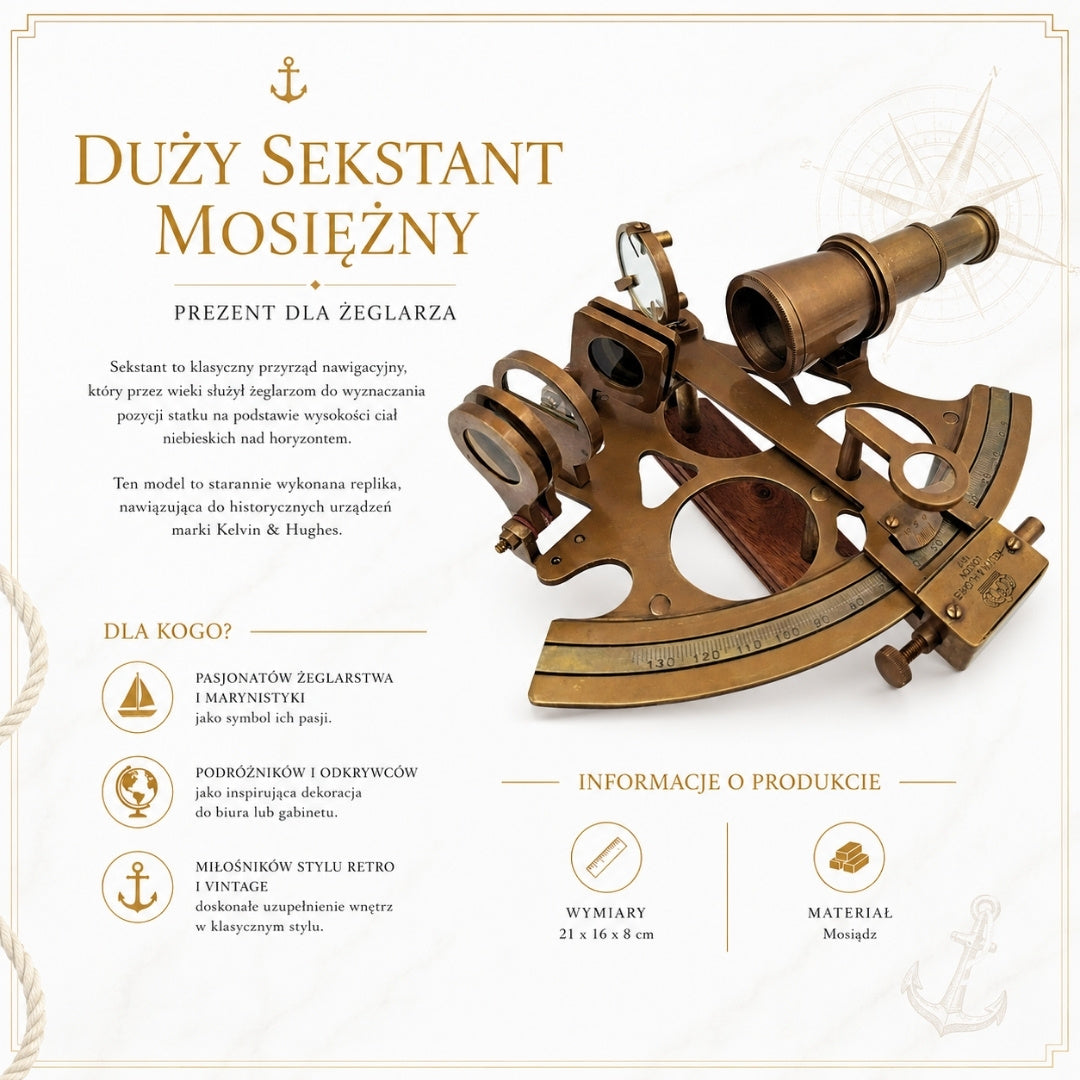 Sextant mare din alamă, cu posibilitate de personalizare prin gravură