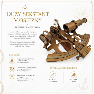 Sextant mare din alamă, cu posibilitate de personalizare prin gravură