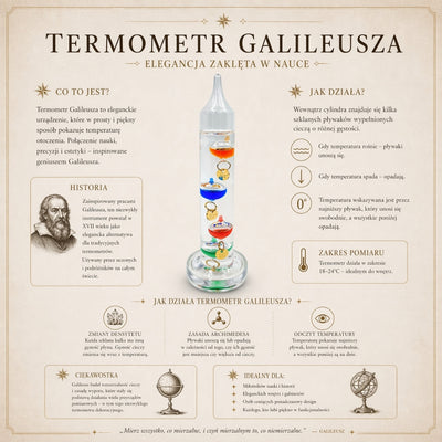 Termometru Galilei Galileo cu gravură personalizată – decorațiune interioară elegantă, de culoarea sticlei