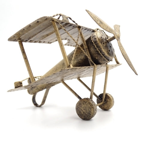 Avion biplan retro NC1389 din metal, cu posibilitate de personalizare prin gravură