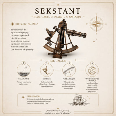 Sextant din alamă cu gravură, în cutie din lemn