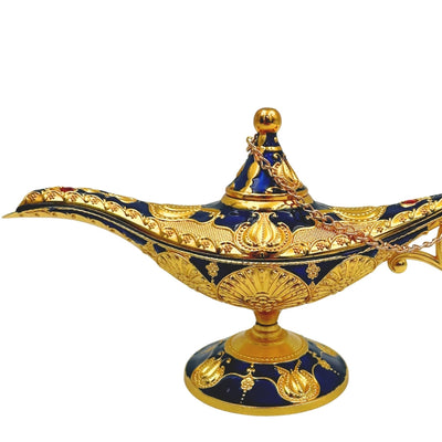 Lampa lui Aladin LABB cu ornamente metalice de culoare aurie, albastru marin închis, 22 x 7 x 11 cm