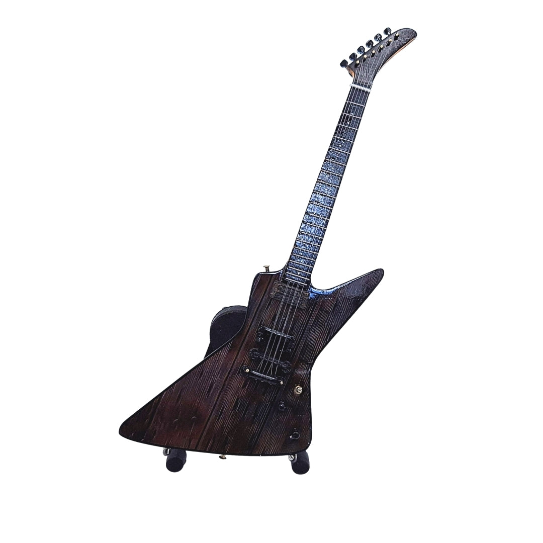 Mini chitară Metallica James Hetfield MGT-8860 cu gravură - Decorațiune din mahon 27,5 cm, cadou pentru fanii rock și colecționari