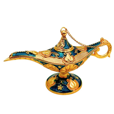 Lampă metalică Aladdin albastru-închis și aurie, 12cm, cu posibilitate de personalizare prin gravură
