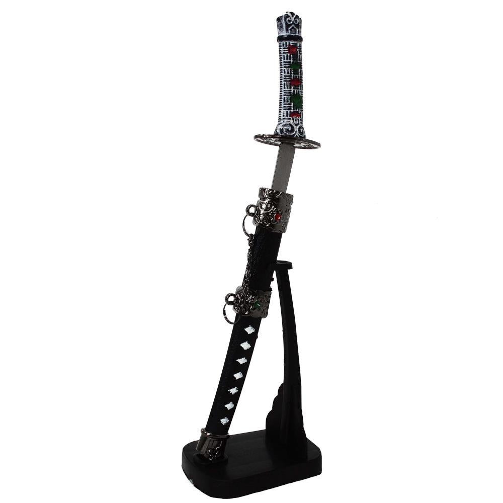 Cuțit de hârtie personalizat în formă de sabie de samurai, cu gravură pe suport, înălțime 21 cm