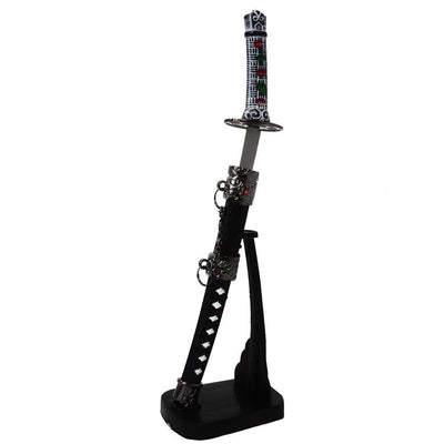 Cuțit de hârtie personalizat în formă de sabie de samurai, cu gravură pe suport, înălțime 21 cm