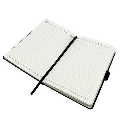Agendă A5 elegantă din piele bleumarin, cu stilou și gravură personalizată, în cutie cadou