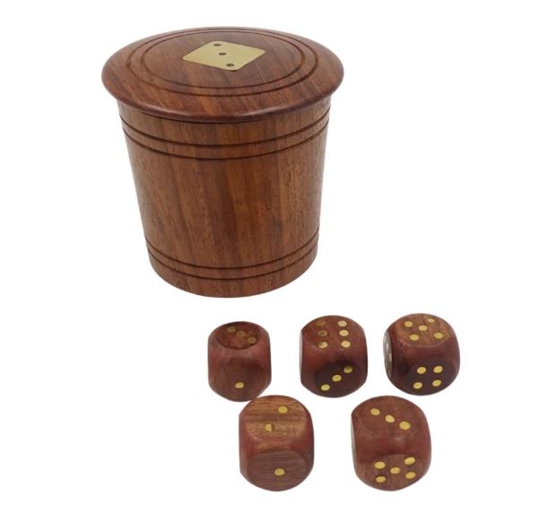 Zaruri de lemn într-un butoi cu gravură – cadou personalizat din acacia, înălțime 7 cm, diametru 8 cm, pentru persoane peste 14 ani