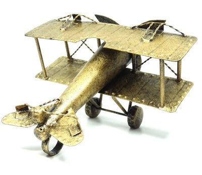 Avion biplan retro NC1389 din metal, cu posibilitate de personalizare prin gravură