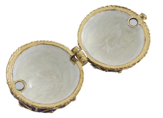 Ekskluzywne metalowa szkatułka z kryształkami - Jajo Fabergé - B0748-17 BL