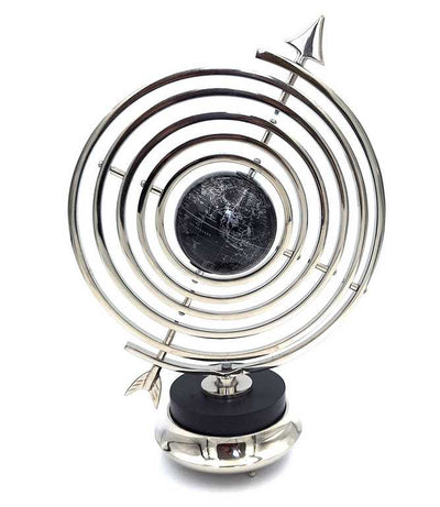 Astrolab sferic cu glob, 44,5 cm, în culoare argintie, cu posibilitate de personalizare prin gravură