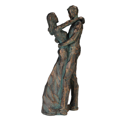 Figurină decorativă Cuplu dansând, cu gravură – cadou romantic pentru nuntă sau aniversare – înălțime 28 cm, realizată din polirășină, design elegant în cromatică profundă