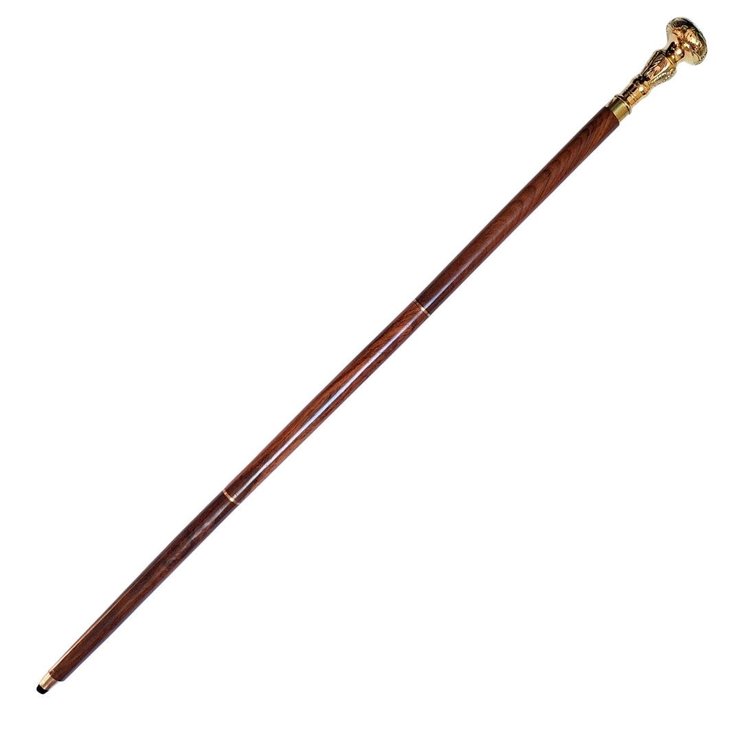 Baston elegant pliabil pentru mers, cu mâner din alamă - baston maro din lemn, cu posibilitate de gravare - cadou ideal pentru seniori, cu stilizare retro - lungime maximă 96 cm