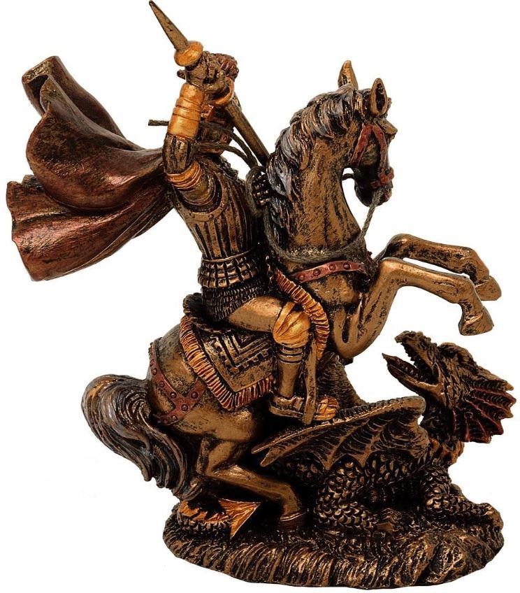Figurină Sfântul Gheorghe din polirășină, 13 cm, posibilitate de personalizare prin gravură, cadou ideal pentru diverse ocazii