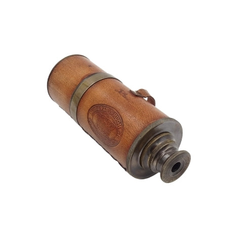 Lunetă retro din alamă cu curea din piele NC1596, cu posibilitate de personalizare prin gravură