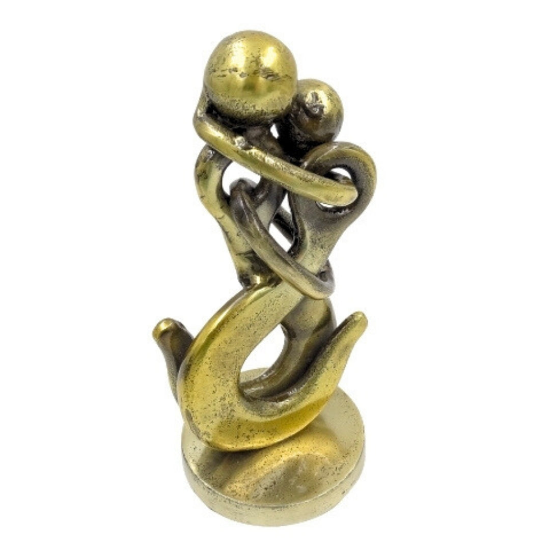 Figurină metalică cu cuplu îndrăgostit, cu gravură