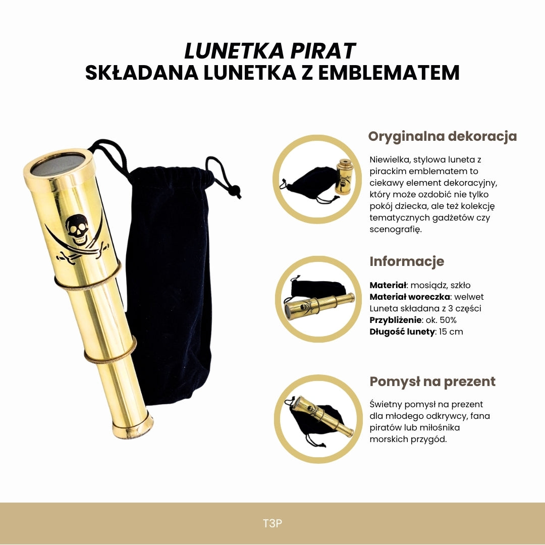Lunetă de pirat – lunetă pentru pirat – lunetă pliabilă cu emblemă